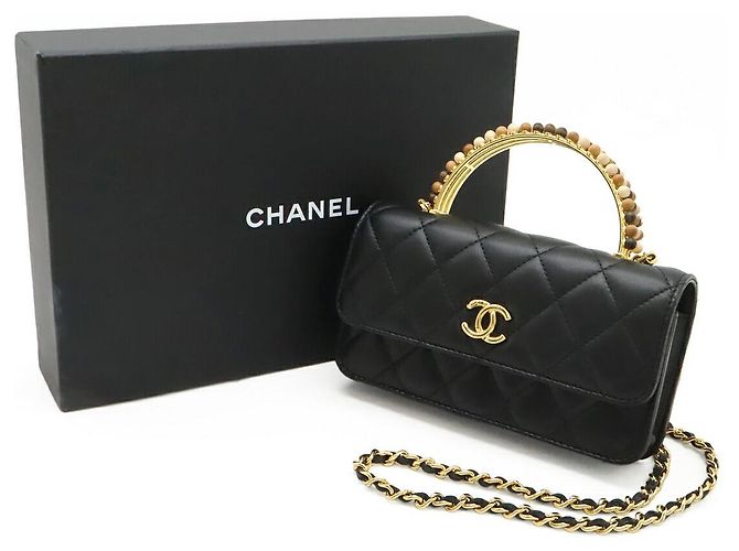 Borsa in pelle Chanel Matelasse Coco Mark Nero - vista 9