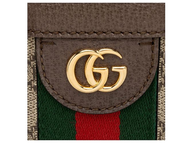 Borsa a tracolla Gucci GG Supreme Ophidia Medium Chain Marrone Beige - vista 9