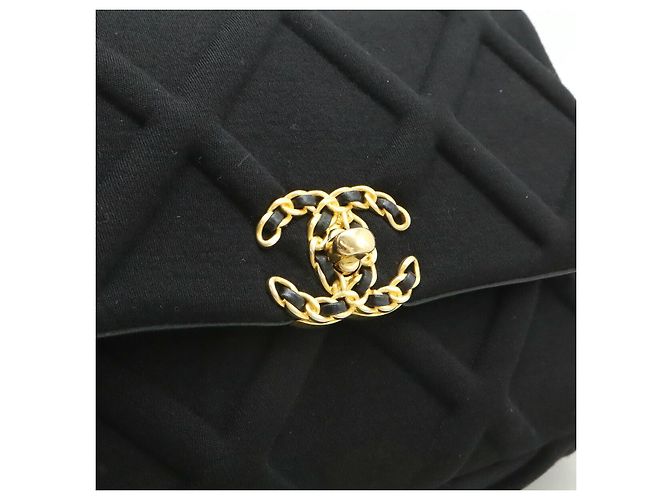 Chanel 19 Matelassé Chain Bag Cotton Jersey Nero - vista 9