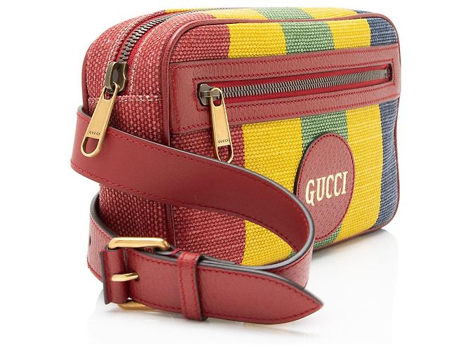 Borsa a tracolla Gucci Baiadera in tela a righe Blu - vista 2