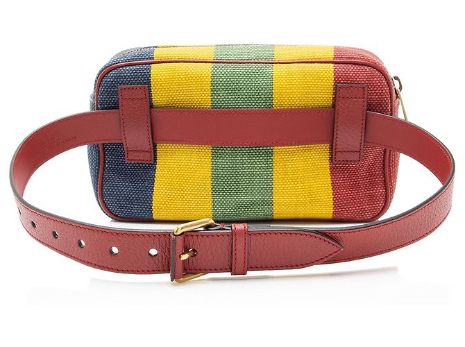 Borsa a tracolla Gucci Baiadera in tela a righe Blu - vista 3