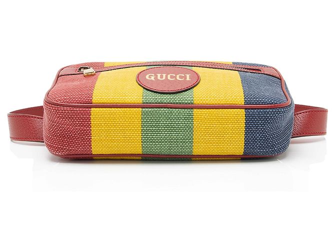 Borsa a tracolla Gucci Baiadera in tela a righe Blu - vista 4