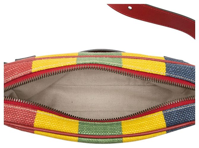 Borsa a tracolla Gucci Baiadera in tela a righe Blu - vista 7