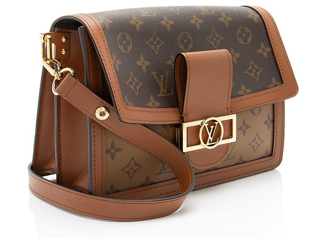 Borsa a Spalla Louis Vuitton Reverse Monogram Dauphine MM Marrone - vista 2