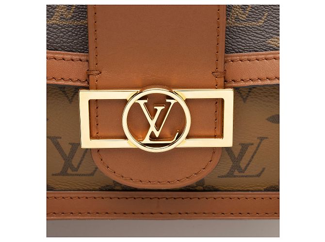 Borsa a Spalla Louis Vuitton Reverse Monogram Dauphine MM Marrone - vista 9