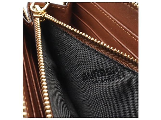 Portafoglio con zip Burberry Elmore Stripe in PVC/Pelle Marrone Beige - vista 6