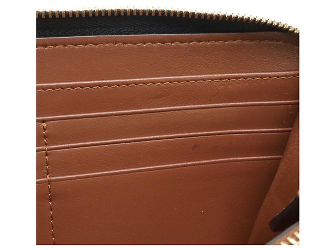 Portafoglio con zip Burberry Elmore Stripe in PVC/Pelle Marrone Beige - vista 7