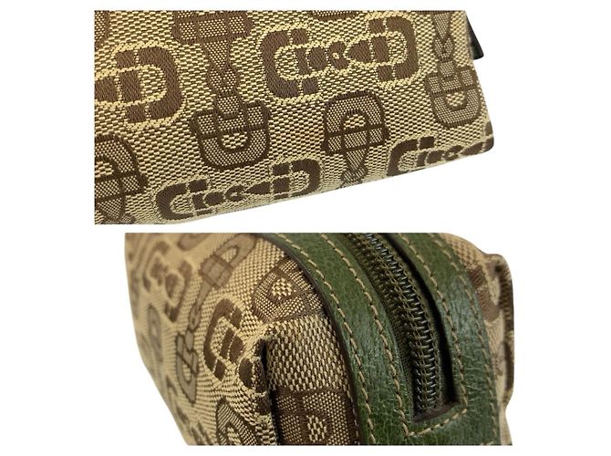Pochette Gucci em lona Horsebit Marrom Bege - vista 5