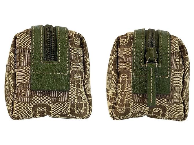 Pochette Gucci em lona Horsebit Marrom Bege - vista 6