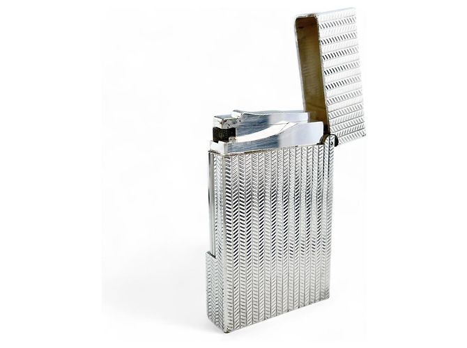 Autre Marque Dupont Herringbone Lighter Smoking Accessory Silvery - view 5