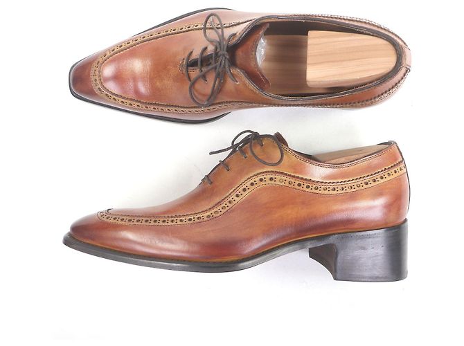Autre Marque Francesco Benigno Leder-Derby-Schuhe Braun - Ansicht 3