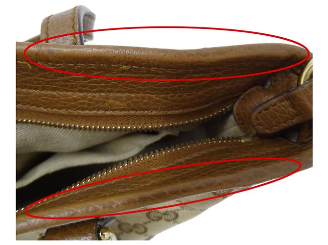 Borsa Gucci in tela GG beige e marrone - vista 10