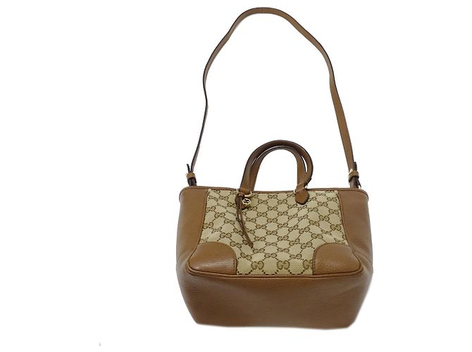 Borsa Gucci in tela GG beige e marrone - vista 5