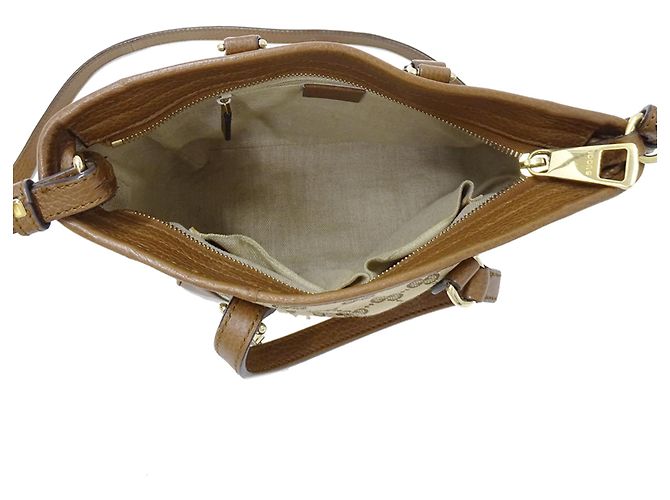 Borsa Gucci in tela GG beige e marrone - vista 6