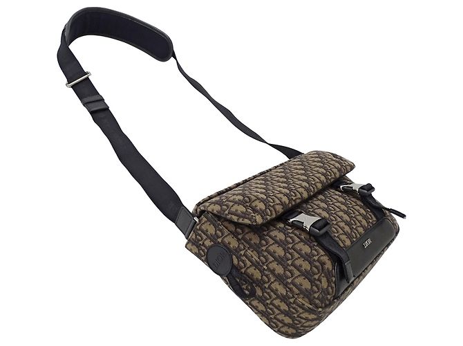 Borsa messenger in jacquard marrone Christian Dior - vista 4