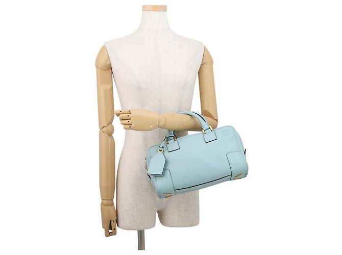 Borsa a mano in pelle Loewe Amazona 28 Blu chiaro - vista 4