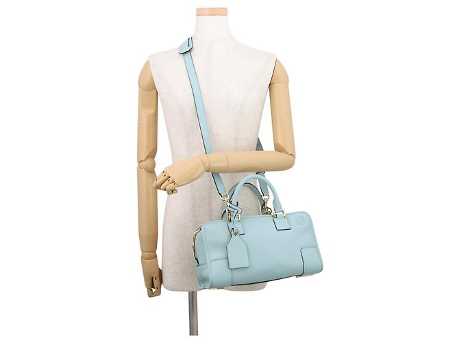 Borsa a mano in pelle Loewe Amazona 28 Blu chiaro - vista 5