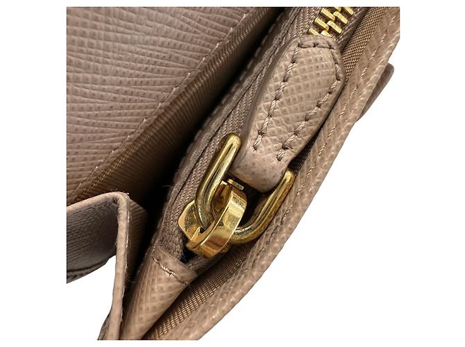 Cartera larga de cuero Saffiano rosa Prada - vista 10