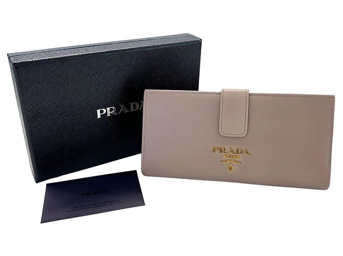 Cartera larga de cuero Saffiano rosa Prada - vista 13