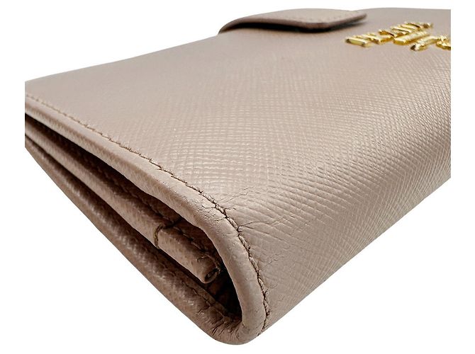 Cartera larga de cuero Saffiano rosa Prada - vista 4