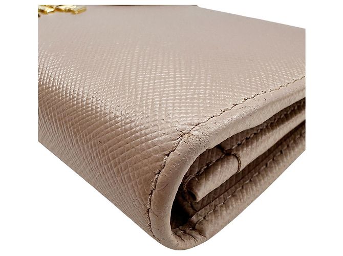 Cartera larga de cuero Saffiano rosa Prada - vista 5