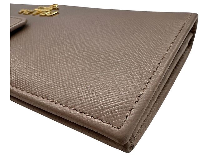 Cartera larga de cuero Saffiano rosa Prada - vista 7
