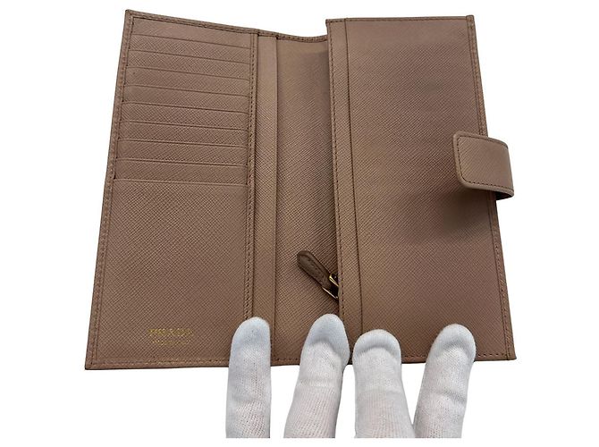 Cartera larga de cuero Saffiano rosa Prada - vista 9