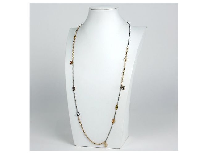 Collana Lunga Sautoir Logomania Louis Vuitton Argento D'oro - vista 5