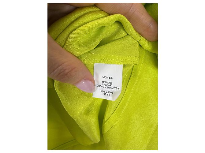 Autre Marque J. Crew Seidenbluse langarm neongrün Gelb - Ansicht 3