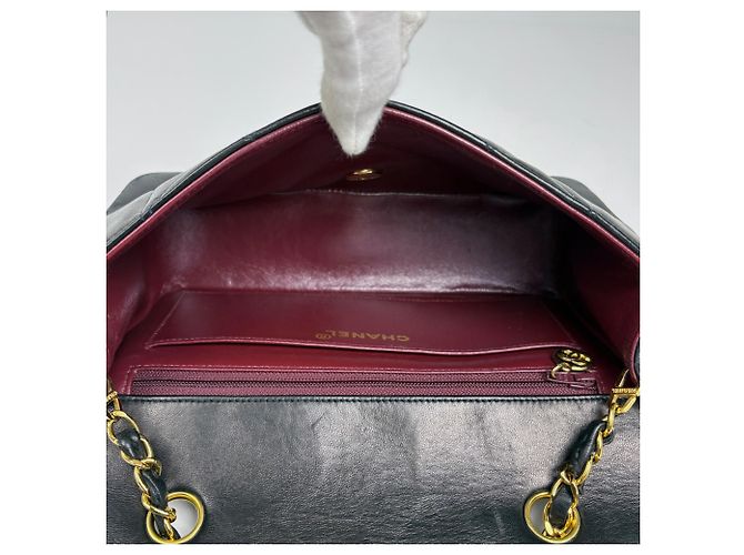 Borsa a Spalla Chanel Diana Matelassé Single Flap Chain Nero - vista 14