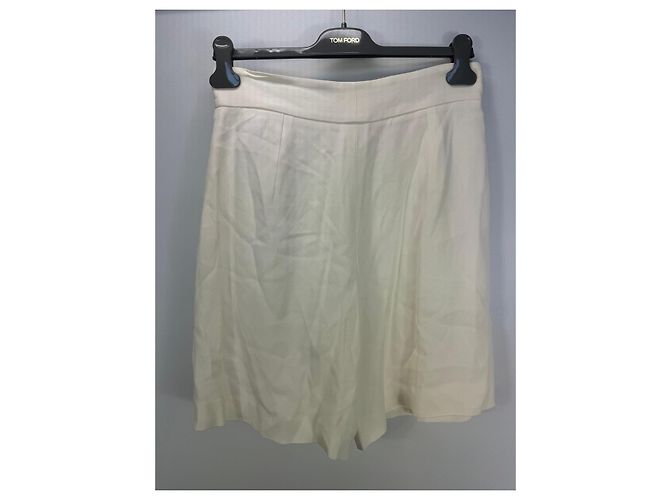 Chloé Short Transpassado em Acetato e Viscose Off-White Branco - vista 3