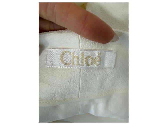 Chloé Short Transpassado em Acetato e Viscose Off-White Branco - vista 6