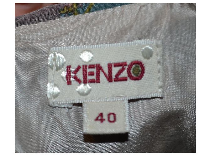 Vestido de seda Kenzo estampado floral y geométrico Blanco Roja Multicolor Verde Gris - vista 4
