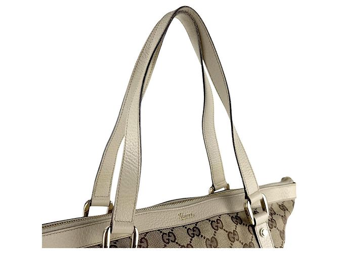 Borsa a mano in tela e pelle Gucci Marrone Crudo - vista 10