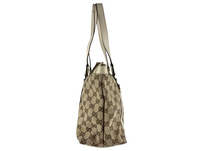 Borsa a mano in tela e pelle Gucci Marrone Crudo - vista 2