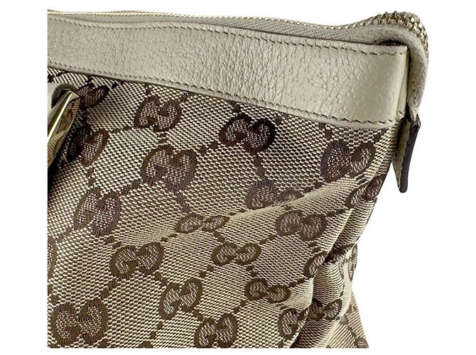 Borsa a mano in tela e pelle Gucci Marrone Crudo - vista 7