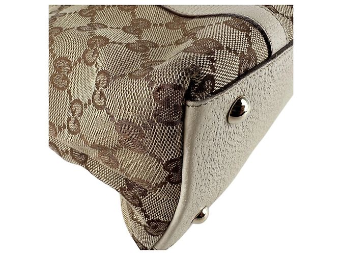 Borsa a mano in tela e pelle Gucci Marrone Crudo - vista 8
