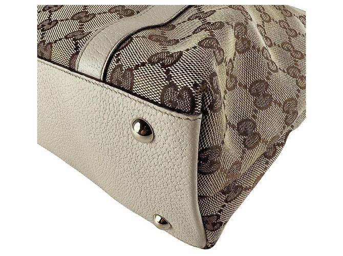 Borsa a mano in tela e pelle Gucci Marrone Crudo - vista 9