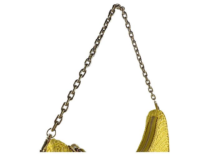 Borsa a tracolla in rafia gialla Prada Giallo - vista 10