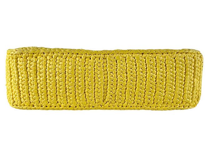 Borsa a tracolla in rafia gialla Prada Giallo - vista 4