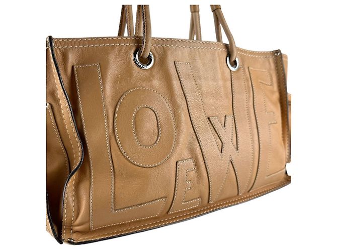 Borsa a tracolla in pelle marrone chiaro Loewe - vista 12