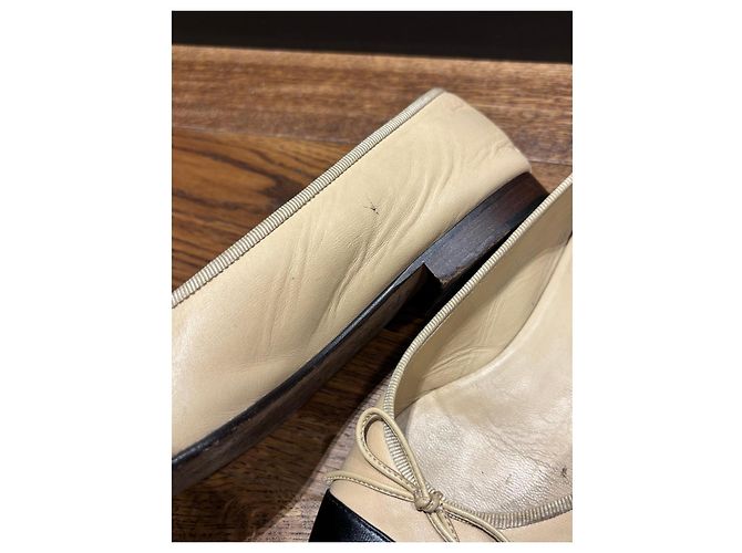 Chanel Ballerine Bicolore in Pelle Nero Beige - vista 10