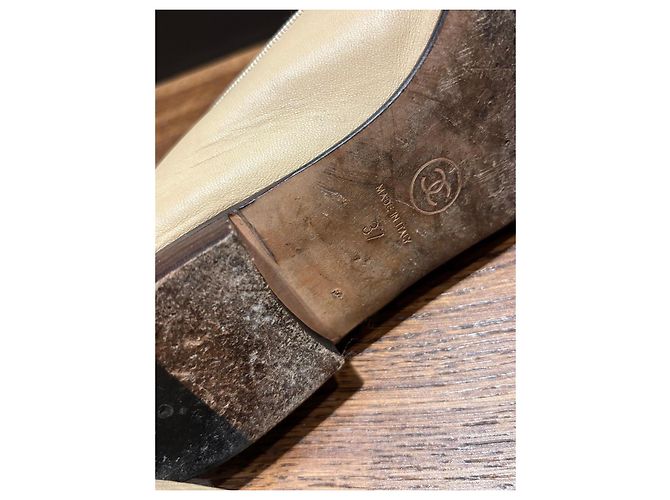 Chanel Ballerine Bicolore in Pelle Nero Beige - vista 4