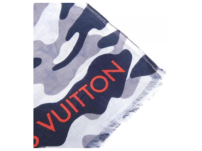 Stola in cotone e seta Louis Vuitton nera, grigia e bianca Marrone Nero Bianco - vista 2