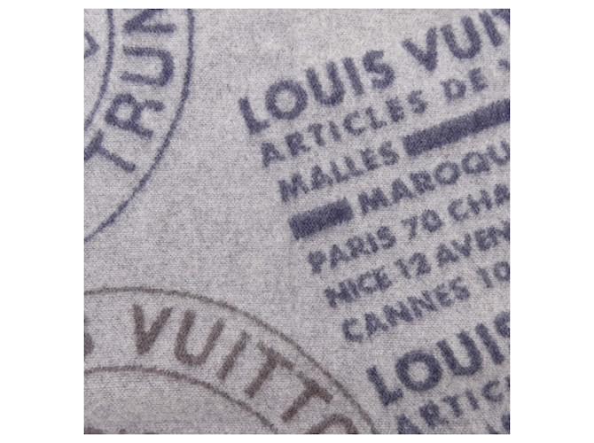 Sciarpa Louis Vuitton Trunk Stamps Marrone Blu navy - vista 4
