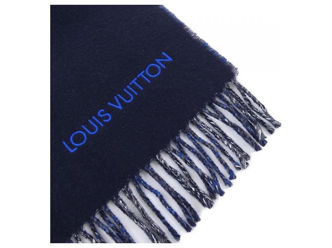Stola Louis Vuitton Monogram Gradient Tartan Marrone Blu Blu navy - vista 2