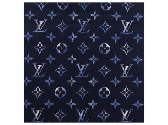 Stola Louis Vuitton Monogram Gradient Tartan Marrone Blu Blu navy - vista 4