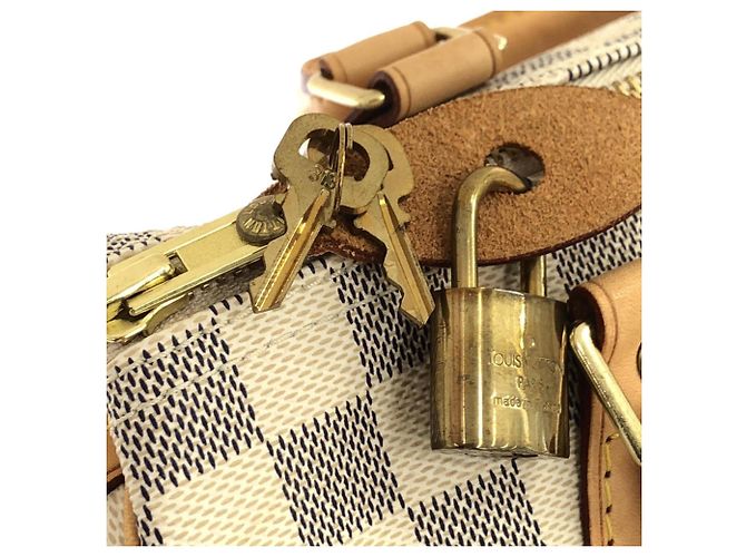 Borsa Boston Louis Vuitton Damier Azur Speedy Bianco Blu - vista 4