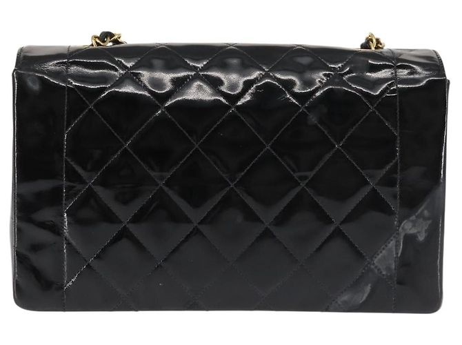 Chanel Vintage Diana Flap Trapuntato Vernice Medium Nero - vista 2