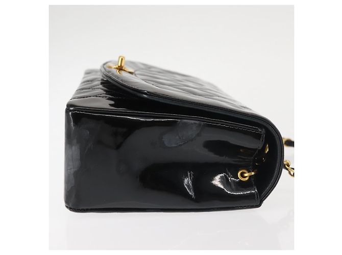 Chanel Vintage Diana Flap Trapuntato Vernice Medium Nero - vista 3